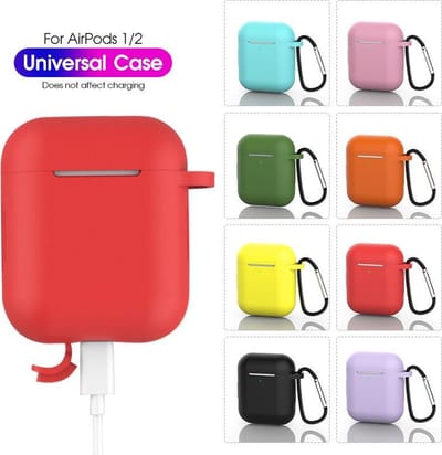6 stuks | Airpods hoesje, TWS i12 hoesje - Siliconen hoesje case, 1 set bevat Rood, Paars, Oranje, Groen, Rose, Blauw - geschikt voor Airpod 1 en Airpod 2, TWS i12 - Geschenset - Giftset
