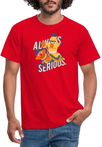 Sesamstraat Ernie Bert Altijd Serieus Always Serious T-Shirt Heren
