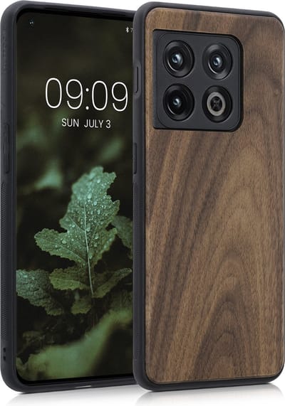 kwmobile telefoonhoesje geschikt voor OnePlus 10 Pro 5G - Hoesje met bumper in donkerbruin - Backcover - hout