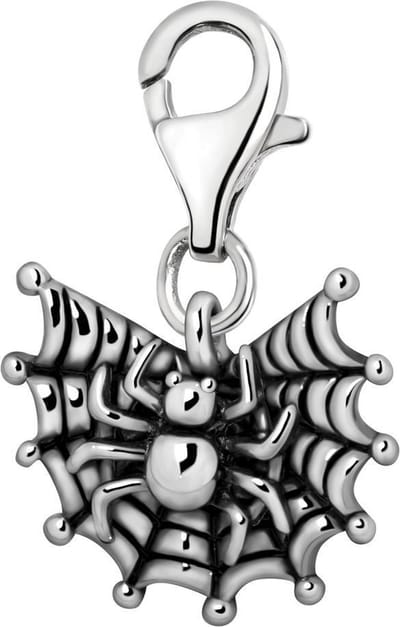 Quiges – Charm – Hanger - Spinnenweb - Verzilverd - karabijnslot - geschikt - voor - Bedelarmband - QHC090