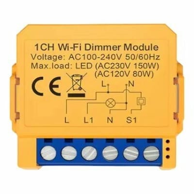 Slimme dimmer module | 1-weg | Wifi | Appbediening | Standalone of achter schakelaar | 150 watt LED | Programmeerbare schema’s | Wit