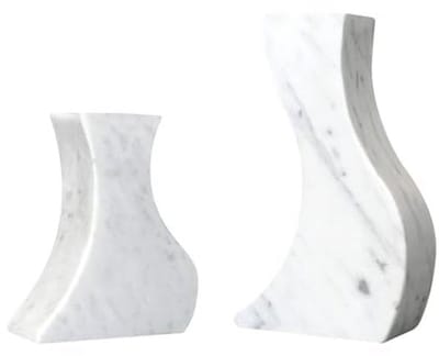 Natuurlijke marmeren kandelaars set van 2 - Witte kalksteen voor kaarsen - Unieke decoratie voor thuis, diner en bruiloften