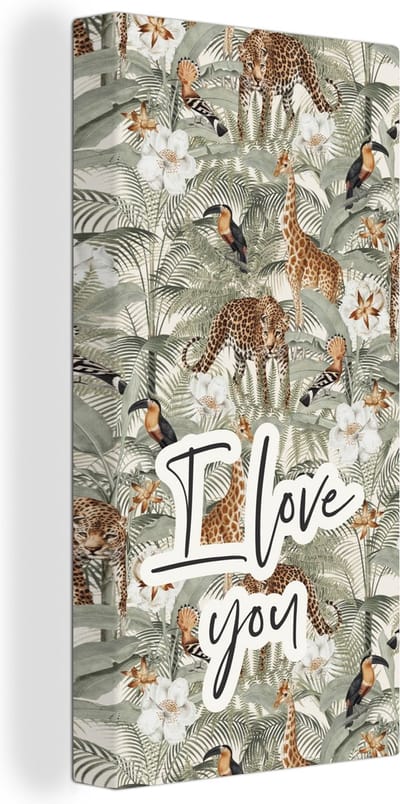Canvas Schilderij I love you - Quotes - Spreuken - Love - 20x40 cm - Wanddecoratie