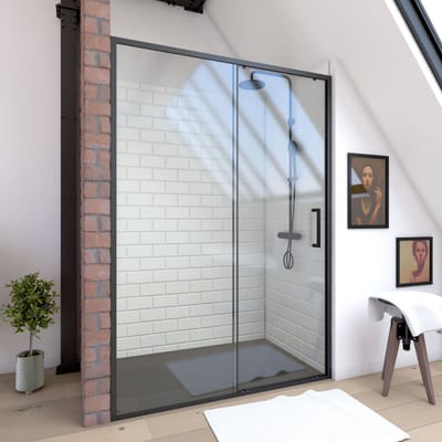 Aurlane Douche Schuifdeur Factory - 120x200cm - Mat Zwart Aluminium - 6mm Veiligheidsglas