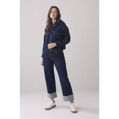 Summum Woman Boxy Denim Jkt Twill Comfort Denim Night Blue Denim Size: 44 | Denim Jackets Outlet | Dames | Blauw