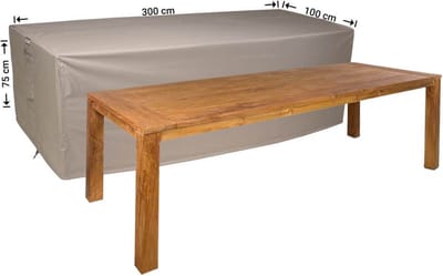 Raffles Covers Beschermhoes tuintafel - 300 x 100 H: 75 cm - RT300 - Waterdicht - Ademend - UV-bestendig - Elastisch rijgkoord - Beschermhoes tuinmeubelen
