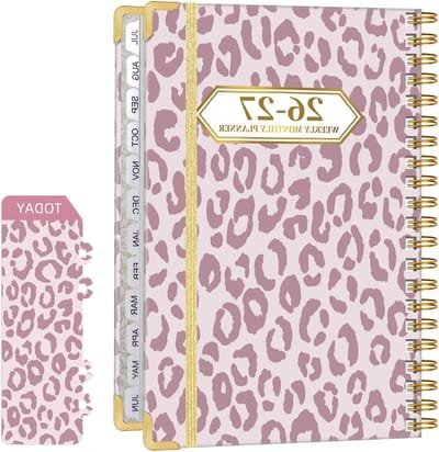 A5 Dagboek 2026 met Luipaardprint, Gepersonaliseerde Planner voor Wekelijkse en Maandelijkse Organisatie, Hardcover met Twin-Wire Binding en Maandtabs
