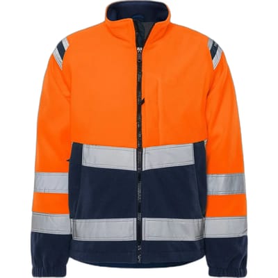 Fristads Hi Vis Fleecejack Winddicht Klasse 3 4041 Fe - Hi-Vis oranje/marineblauw - XS