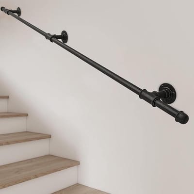 Trapleuning Metaal - Wandsteun Balustrade - Veiligheid Trap - Roestwerend Coating - Tot 600 cm - Zwart
