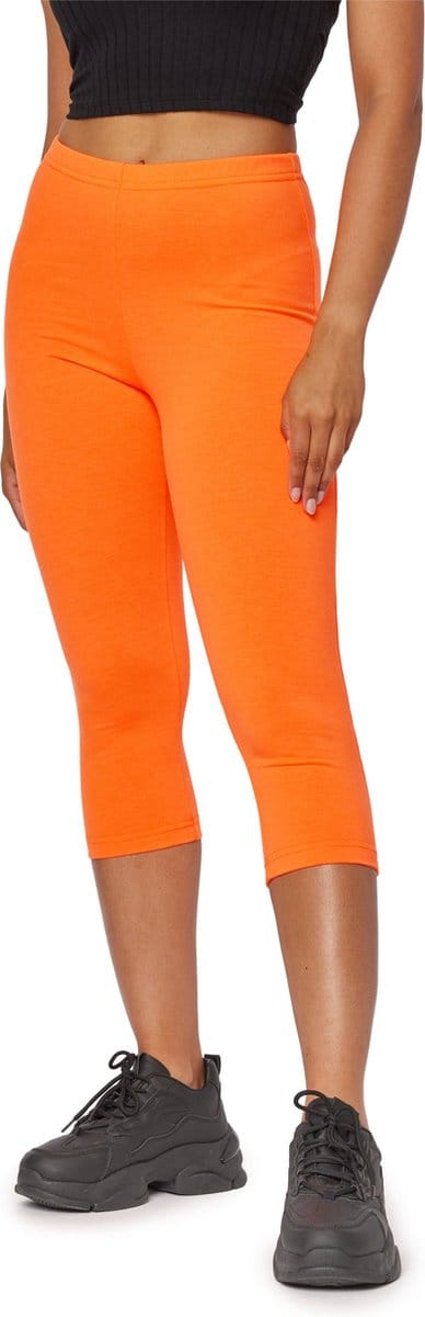 Bellivalini Dames Leggings - Neonbroek - Sport - Capri - Joggingbroek - Sporbroek - Yogabroek - BLV-BLV50-302-LE - Neon Oranje - S