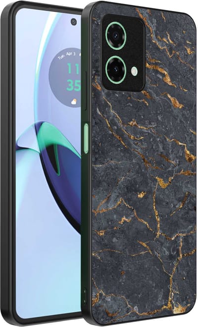 Geschikt voor Motorola Moto G84 Telefoonhoesje met Grijs Goud Marmer Opdruk - TPU Backcover Case Grey Gold Marble Design - Zwart - Smartphonica geschikt voor Motorola Moto G84