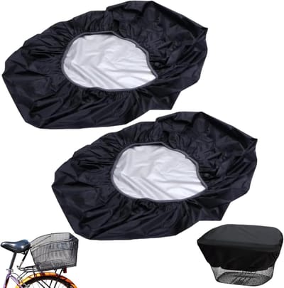 Daity 2 stuks Fietskrat hoes - Fietskrat afdekhoes - Mandhoes - Fietsmand - Fietskrathoes waterdicht - Uitgerekt formaat 70*80cm - Voormand Regenbestendig - Geschikt voor Waterdichte Fietsboxen - Zwart