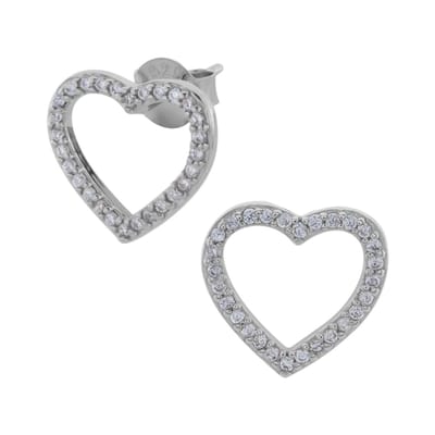 WeLoveSilver - zilveren oorstekers - hartvorm - zirkonia stenen