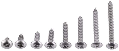 JHUBERS- Houtschroeven 200 Stuks - RVS Schroeven - Zelftappende Schroeven - Assortiment Set - Corrosiebestendig - Diverse Kopstijlen