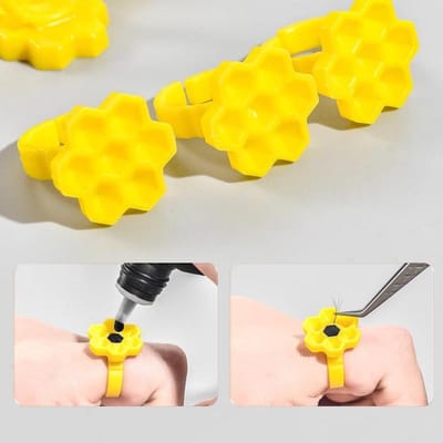 100 pièces/SET Gobelet à colle pour extension de cils Tout-en-un Gobelet compte-gouttes pour colle Anneau pour extension de cils Outil pour extension de cils 100pcs