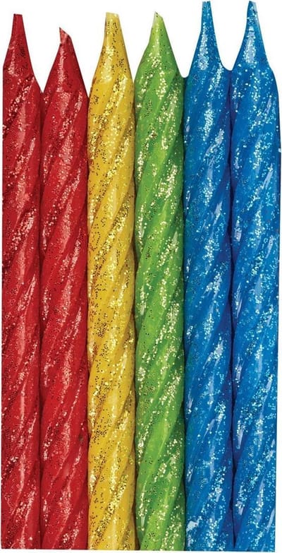 Amscan Verjaardagskaarsjes Glitter 8 Cm Wax 12 Stuks