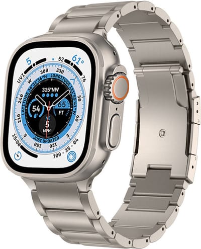 Strap-it Titanium schakel band - Geschikt voorApple Watch Series 1/2/3/4/5/6/7/8/9/10/11/SE/SE2/SE3- Titanium - Band van titanium metaal met RVS vlindersluiting - Metalen iWatch bandje voor maat: 38 / 40 / 41 / 42mm - maat: 38 / 40 / 41 / 42mm