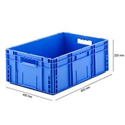 Stapelbak Eurobox MF 6220 - polypropeen - L 600 x B 400 x H 220 mm - 41,6 L  - open handgrepen - blauw
