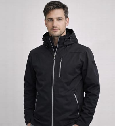 Lizzard Sports Heren Softshell Jas met Afritsbare Capuchon Zwart- Maat S - Lichtgewicht 4 Seizoenen Jas Heren - Waterafstotend & Winddicht