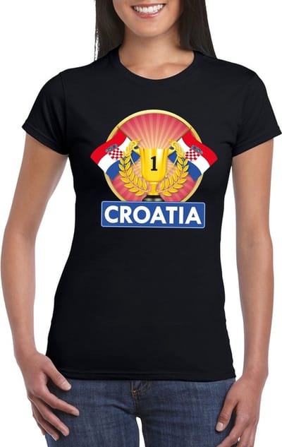 Zwart Kroatisch kampioen t-shirt dames - Kroatie supporter shirt S