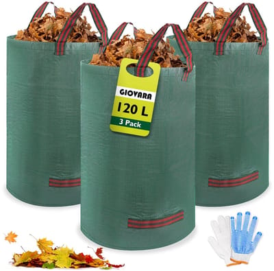 Dailygoody - Tuinafvalzakken - Heavy Duty - 120 Liter - Herbruikbare zakken - Scheurbestendig - Voor groenafval - 3 stuks