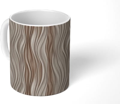 Mok - Koffiemok - Golven - 3D - Crème - Mokken - 350 ML - Beker - Koffiemokken - Theemok