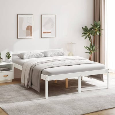 vidaXL - Seniorenbed - massief - grenenhout - wit - 160x200 - cm