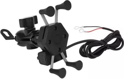 Motorfiets Telefoonhouder - Scooter Telefoonhouder -  Mobiele Telefoon Houder Met USB Oplader Voor Op de Motor - Voor op de Brommer - Voor op de Scooter - GPS - Telefoonhouder Motorfiets Motorlader 3D 8685