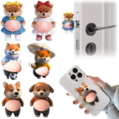 Siliconen Stickers - Grappige Deurstop - Bescherming Meubels - Zachte 3D Honden - 12 x 9 cm - Meerkleurig