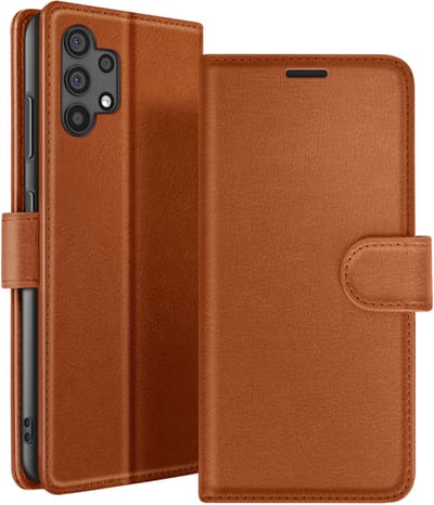 Zanae, Hoesje geschikt voor Galaxy A32 4G - Wallet Case & Magneetsluiting, Bruin