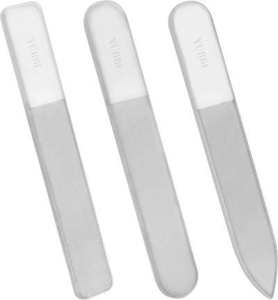 YUBBI 3 Stuks Nano Glas Nagelvijlen - Glazen Nagelvijl en Buffer - Nail File - Micro Grit - incl. Beschermkoker