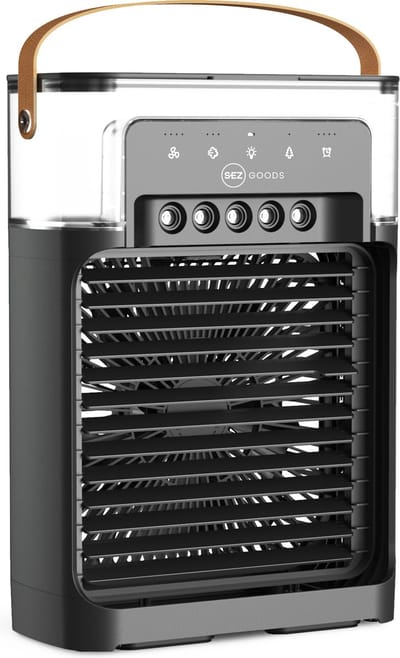 SEZGoods Mini Draagbare Air Conditioner - Verkoeld, Bevochtigd en Zuivert - 1200ML - Met Afstandsbediening - Met Aroma Diffuser en LED verlichting