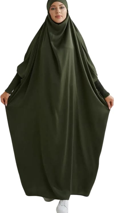 Bovista Islamitische Kleding - Djellaba Dames - Moslim Kleding - Arabisch Dames Kaftan - Alhamdulillah - Legergroen
