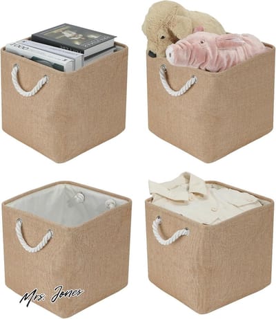 Mrs. Jones Opbergdoos vouwdoos 4 stuks 30 x 30 x 30 cm grote vouwdozen opbergmand stoffen opbergdozen manden voor planken Kallax voor kleding speelgoed gereedschap kledingkast - opbergoplossing opbergruimte .