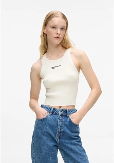 Karl Lagerfeld Jeans B1w18024 Top Zonder Mouwen Wit XS Vrouw