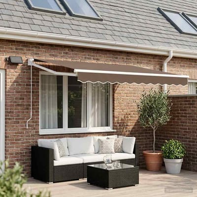 vidaXL - Handbediende - luifel - met - LED's - Taupe - 100% - Polyester - en - Aluminium