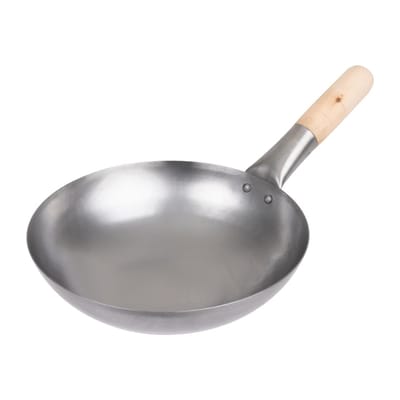 Zacht Stalen Wok - Platte Bodem - 25,5cm - Vogue K295 - Horeca & Professioneel
