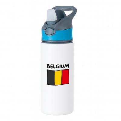 Hacebo® - Belgium vlag waterfles met rietje blauw - België - reizigers - toerist - verjaardagscadeau - souvenir - vakantie - kado - gift - geschenk - water fles - 650ML