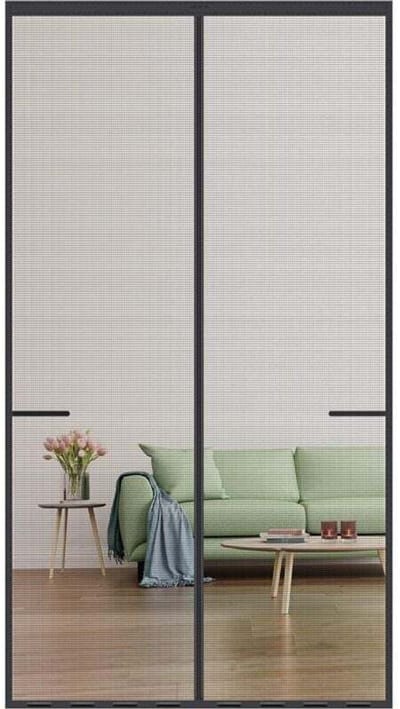 Zwart magnetisch muggennet geschikt voor deuren, 90 x 210 cm, insectenwerend, geschikt voor binnen- en buitengebruik.