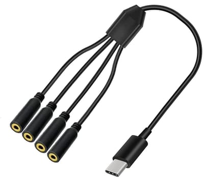 USB C naar Dual 3.5mm Hoofdtelefoon Jack Audio Y Splitter, 2-in-1 Type C naar 2x 3.5mm Stereo Verlengkabel met Volume Controle en Microfoonondersteuning (30cm)