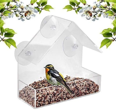Dailygoods- Vogelhuisje met 3 Zuignappen - Draagbaar Vogelhuisje - Navulbaar Voederhuisje - Eenvoudig te Reinigen - Lekbestendig Ontwerp - Voor Buitengebruik
