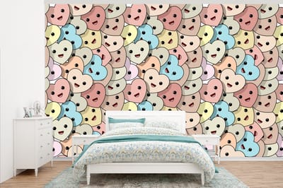 Behang - Fotobehang Hart - Patroon - Baby - Breedte 345 cm x hoogte 220 cm