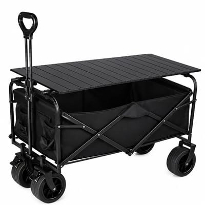 HomeGoodies Bolderkar - Transportkar - Strandkar - 150L - Opvouwbare bolderwagen met all-terrain wielen - Multifunctioneel - Zwart