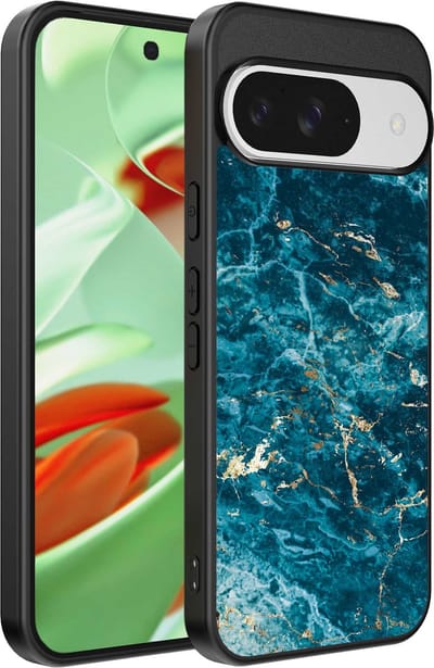 Geschikt voor Google Pixel 9 Pro Telefoonhoesje met marmer opdruk - TPU backcover case blue marble design - Blauw - Smartphonica geschikt voor Google Pixel 9 Pro