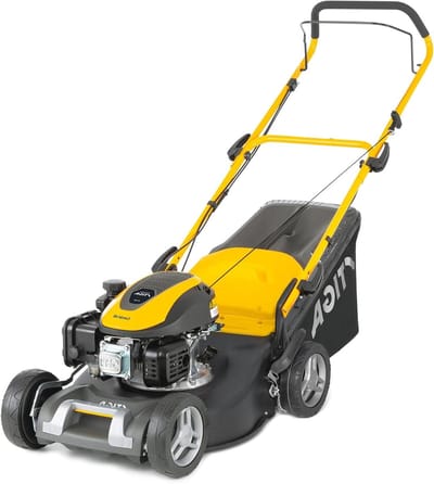 Benzine Grasmaaier - Gazonmaaier Duwen - Gazon Onderhouden - Opvouwbaar Handvat - 46 cm Maaibreedte - Geel