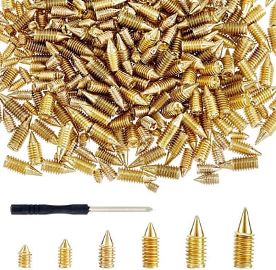 Gouden en nikkel schroeven set van 420 stuks van koolstofstaal met platte schroevendraaier voor riemen, portemonnees en handtassen
