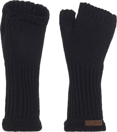 Knit Factory Cleo Gebreide Dames Vingerloze Handschoenen - Handschoenen voor in de herfst & winter - Zwarte handschoenen - Polswarmers - Zwart - One Size