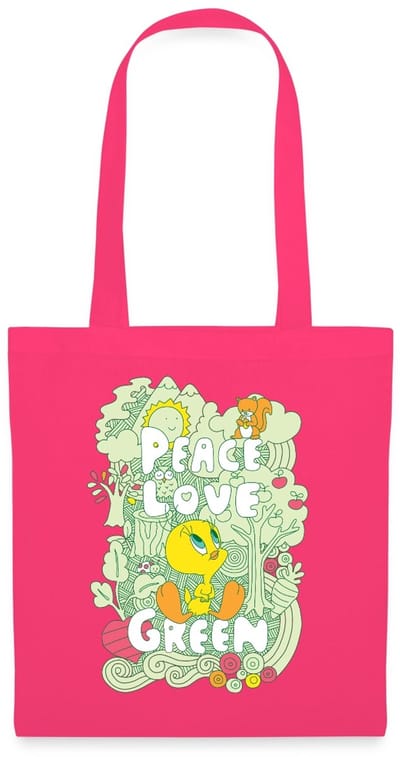 Looney Tunes Tweety Peace Love Green Design Tas Van Stof Schoudertas