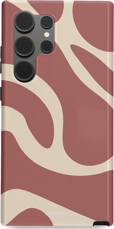 Casetastic Hoesje Geschikt voor Samsung S24 Ultra - Stijlvolle Beschermende Duo-layer Case - Terracotta Mediterranee Golven