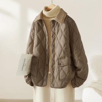 Splicing Eenvoudig Katoen Kort Katoenen Jasje Winter Dameskleding Contrasterende Kleur Warme Katoenen Jas XL gray